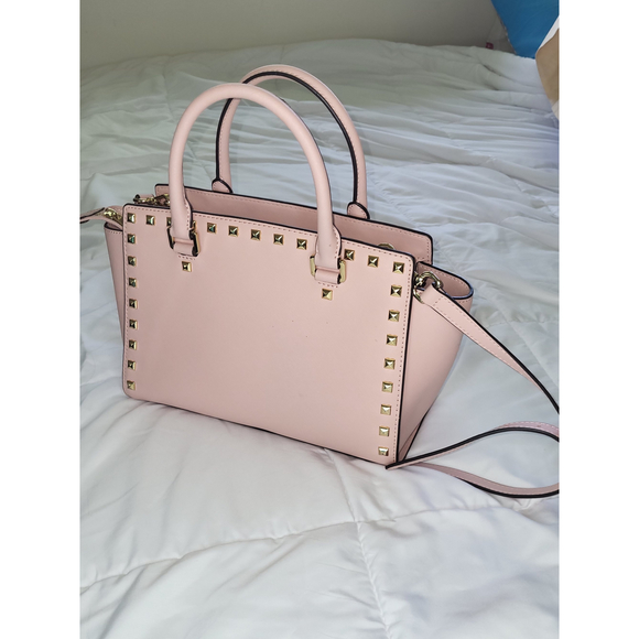 Michael Kors Selma Bag Ballet Pink Studded 9 x 14 in Handbag - Picture 4 of 17